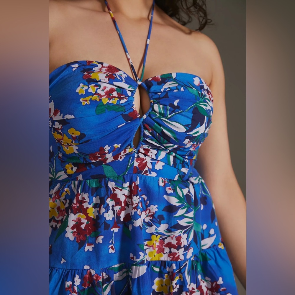 Anthropologie Emily Floral Halter Mini Dress - Picture 6 of 17